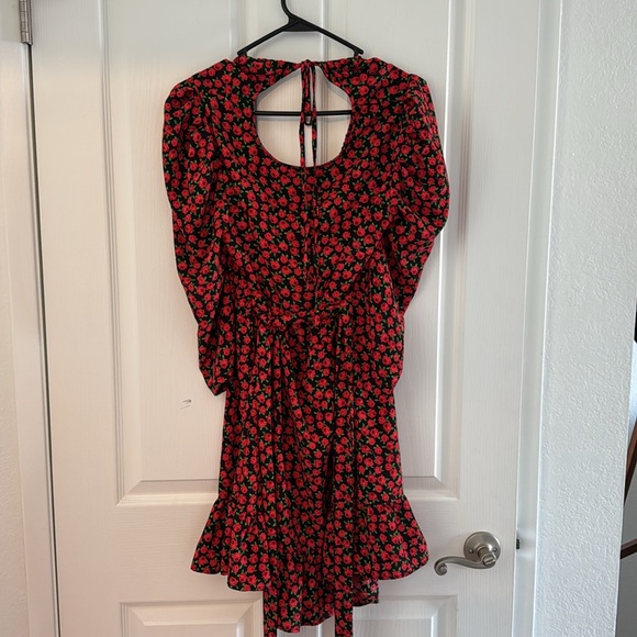 TOPSHOP rose print mini dress red - Picture 4 of 5
